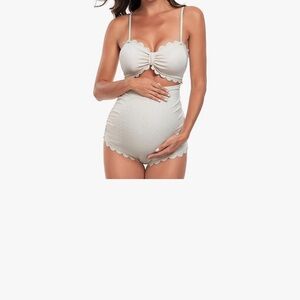 Scalloped Edge Maternity Lingerie Set - Cream